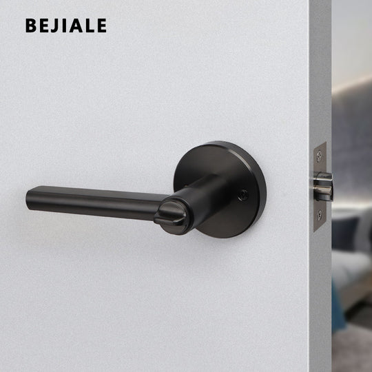 304 Stainless Steel Interior Door Lock Black With Key Silent Single Tongue Bathroom Door Handle Fire Door Lock Frontier General Hardware