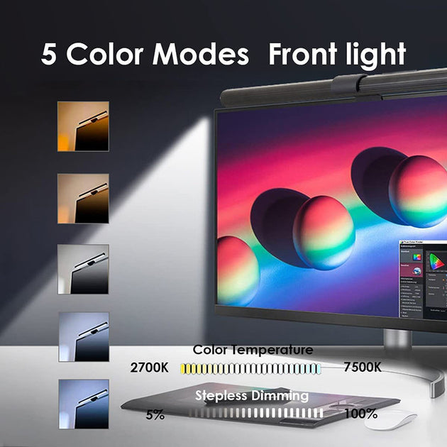 Wiscolor LED Monitor Light With Remote Control Stepless Dimming Hanging Screen Lamp For Computer Desk Study LED Table Lamp Frontier General Hardware