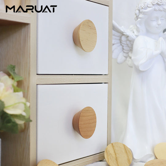 Solid Wood Round Knob Handle for Wardrobe Cabinet Door and Drawer Rustic Furniture Hardware Single Hole Mount Frontier General Hardware