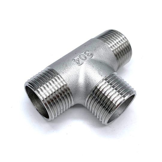 One Quarter to Two Inches BSP Male Thread Three Way Tee Stainless Steel 304 Water Pipe Fitting SS304 Joint Connector Frontier General Hardware