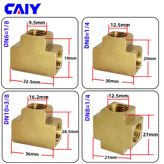 Brass Pipe Fitting BSP Thread Equal Female Square Connector Air Water Coupler Adapter One Eighth Inch To One Half Inch Frontier General Hardware
