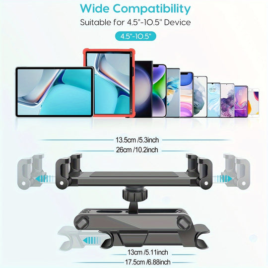 Universal Car Tablet Holder Back Seat Headrest Mount Fits 4 to 13 Inch Tablets 360 Degree Rotation Frontier General Hardware