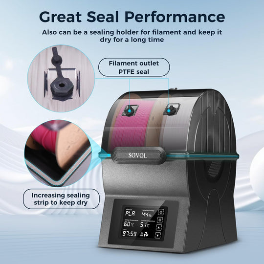 Sovol Filament Dryer SH02 Dry Box Filament Sealed Storage Box 3D Printer Spool Holder with PTC Heater Filament Dehydrator Frontier General Hardware