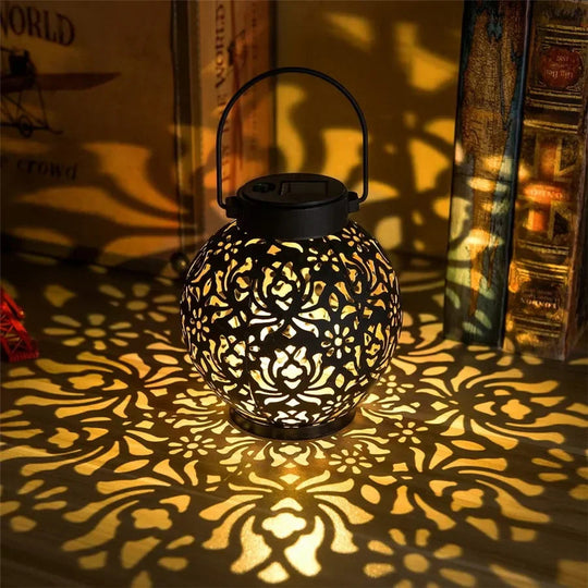 Outdoor Garden Solar Light Iron Art Hanging Light Hollow LED Landscape Light Garden Decoration Projection Light Waterproof Frontier General Hardware