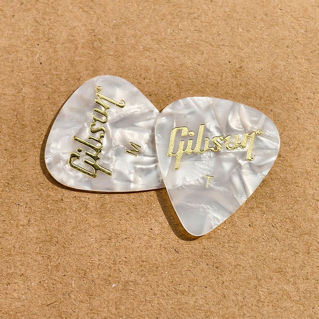 Gibson APRW12-74 White Pearl Guitar Picks For Acoustic Electric Bass Made In USA Frontier General Hardware