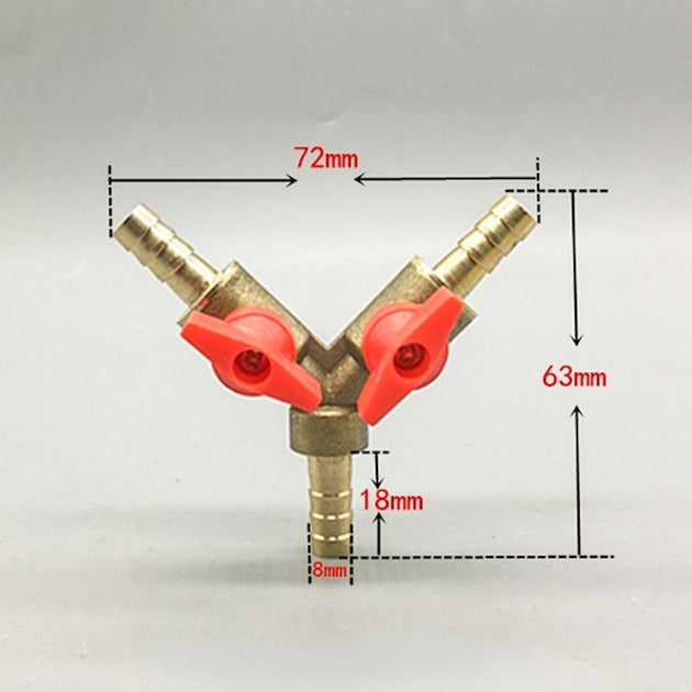 8mm 10mm 12mm Y Type Hose Barb 3 Way Brass Shut Off Ball Valve Pipe Fitting Connector Adapter Fuel Gas Water Oil Air Frontier General Hardware