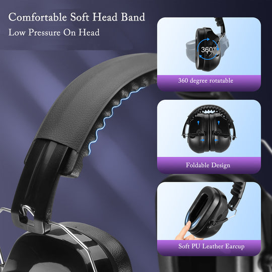 Color Adjustable Anti Noise Earmuffs SNR 34dB Hearing Protection For Work Study Shooting Woodworking Frontier General Hardware