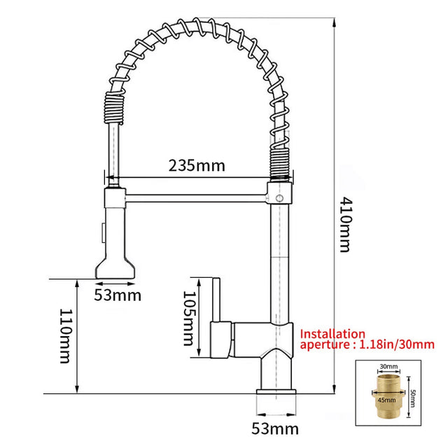 Kitchen Faucets Brush Brass Faucets for Kitchen Sink Single Lever Pull Down Spring Spout Mixers Tap Hot Cold Water Crane 9009 Frontier General Hardware