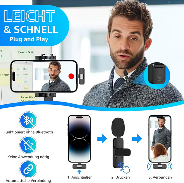 Wireless Lavalier Microphone 2.4G Portable Audio Video Recording Mini Mic For iPhone Android Live Streaming Gaming Phone Frontier General Hardware