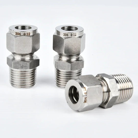 Stainless Steel 304 Compression Tube Union Connector 1/8 To 1 Inch NPT BSPT Male For Oil Water Gas Frontier General Hardware