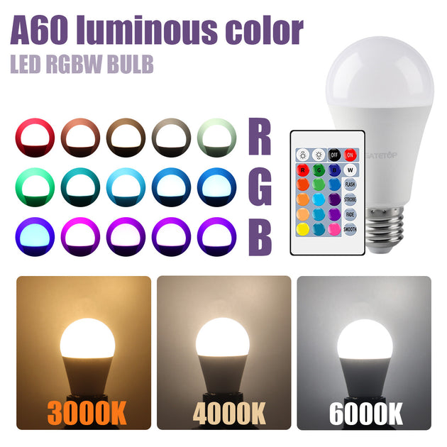 16 Colors RGB Dimmable Bulb With E14 E27 B22 GU10 Bases 110V 220V Smart Light Remote Control RGBW Lamp For Living Room Frontier General Hardware
