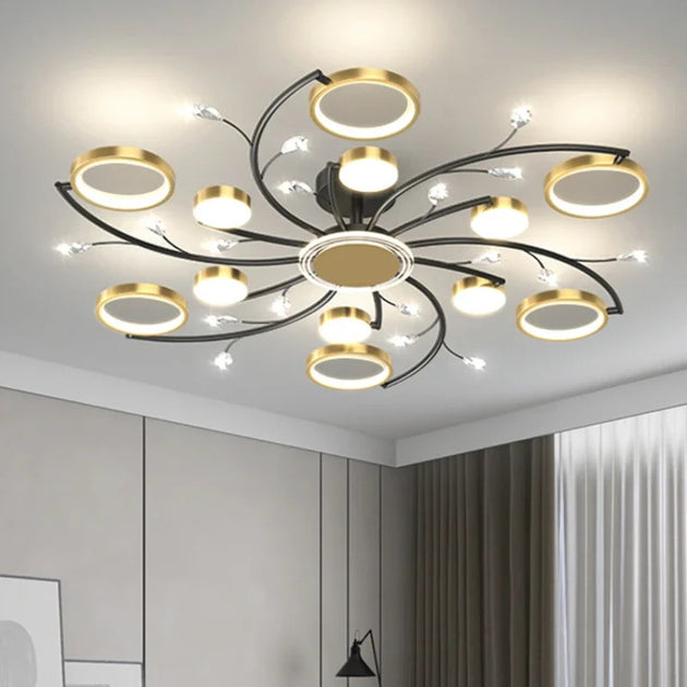 Nordic Modern Minimalist LED Chandelier For Living Room Dining Room Bedroom Study Crystal Decoration Ceiling Light Frontier General Hardware