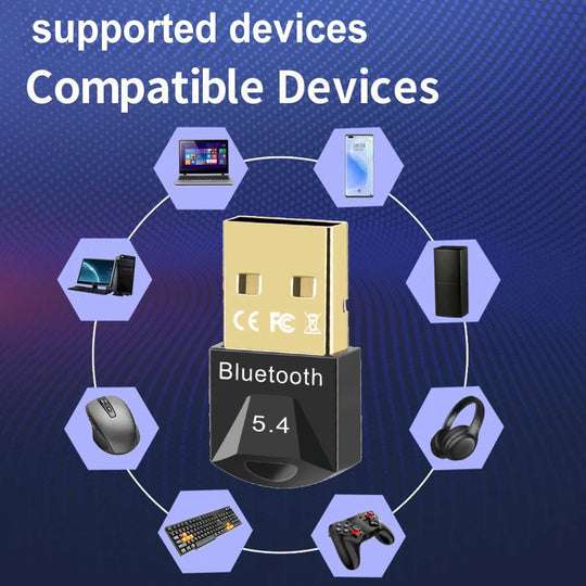 Bluetooth Adapter for Pc Usb Bluetooth 5.4 5.3 Dongle Receiver for Speaker Mouse Keyboard Music Audio Transmitter Frontier General Hardware