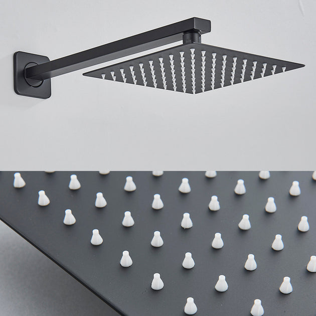 Stainless Steel Black Rainfall Shower Head 8 Inch 10 Inch 12 Inch Wall Mounted Bath Fixture Frontier General Hardware