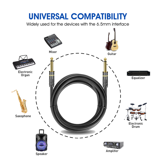1/4 Inch Straight Instrument Cable 6.35mm to 6.35mm Mono Guitar Bass Keyboard Amplifier Professional Audio Frontier General Hardware