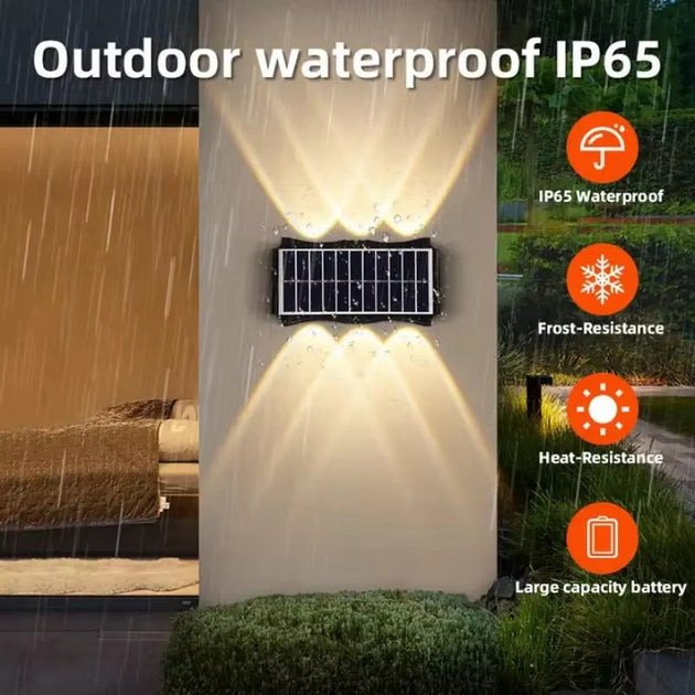 Solar Outdoor Waterproof LED Wall Lights Up And Down Lighting Dusk To Dawn Porch Lights For Garage Yard Deck Garden Frontier General Hardware