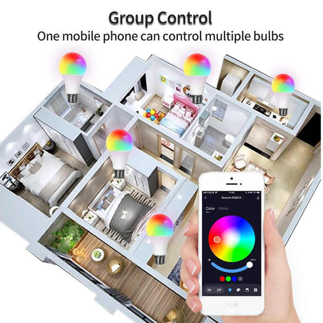 15W E27 RGB LED Bluetooth 4.0 Tuya Dimmable Color Changing Light Bulb For Home Hotel Bar Bedroom Decor AC85 265V Frontier General Hardware