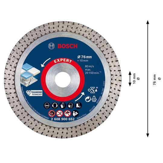 Bosch 2608900652 Professional Expert 76mm Diamond Cutting Disc For Hard Tiles And Stone For Angle Grinder Frontier General Hardware