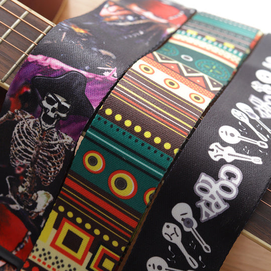 Fashion Retro Ethnic Style Leather Guitar Strap Adjustable For Folk Electric Bass And Ukulele Accessories Frontier General Hardware