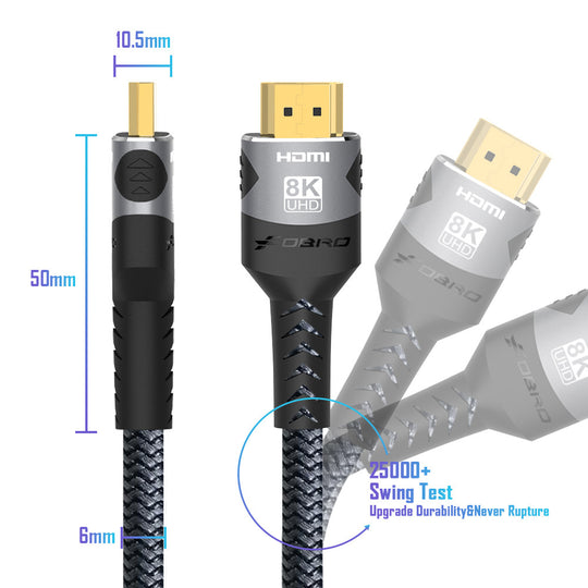 HDMI 2.1 Cable 8K 60Hz 4K 120Hz 48Gbps HDR eARC Compatible With RTX 3080 PS5 TV PC Laptop Frontier General Hardware