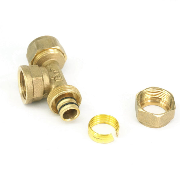 Brass PEX AL PEX Tee Fitting 3 Way BSP Female For Solar Water Heater Tube Sizes 12x16mm 14x18mm 16x20mm 20x25mm Frontier General Hardware