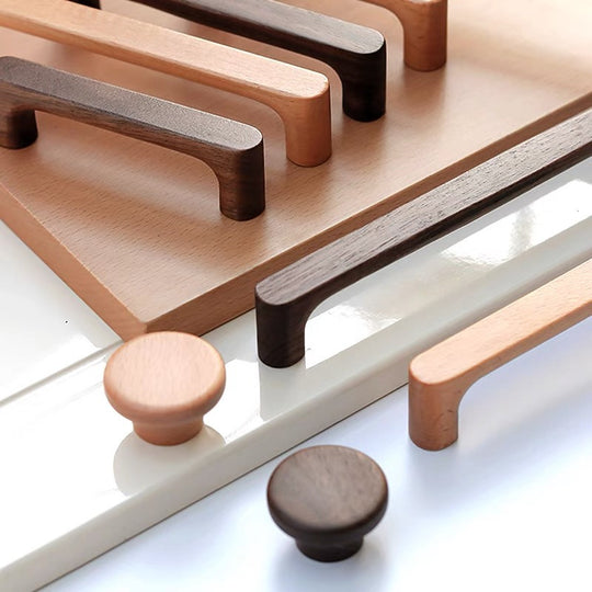 Nordic Beech Wood Cabinet Handle Solid Wooden Kitchen Door Handle Pull Cupboard Drawer Wardrobe Knobs Furniture Frontier General Hardware