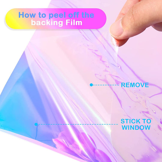 Holographic Clear Window Film Iridescent Window Dichroic Film Decorative Glass Sticker Self-Adhesive Rainbow Cellophane Roll Frontier General Hardware