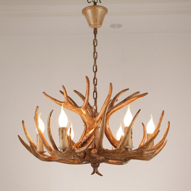 American Style Vintage Resin Deer Antler Chandelier Ceiling Light Pendant Lamp For Restaurant Bedroom Living Room Decor Frontier General Hardware