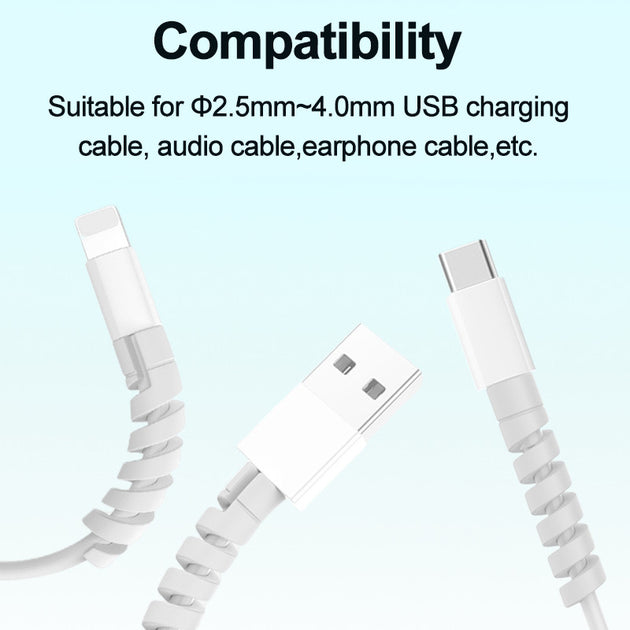 10pcs Cable Protector Silicone Charge Cable Spiral Winder Wire End Cord Savers Cover For Phone USB Charger Cable Accessories Frontier General Hardware