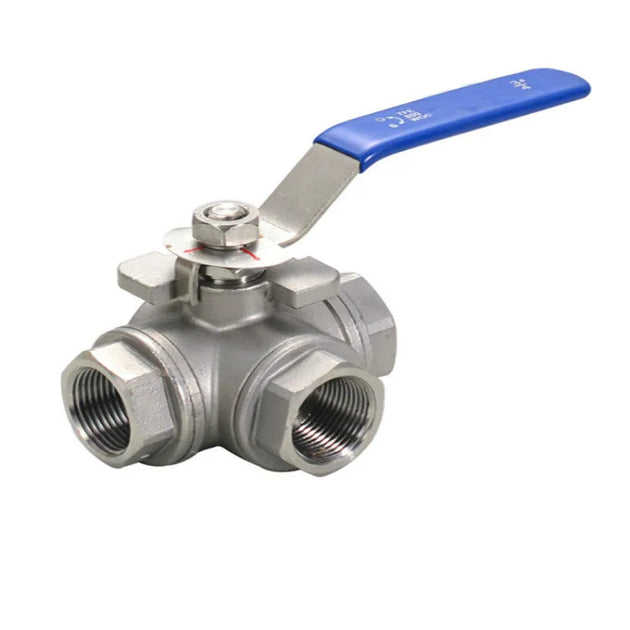 Stainless Steel 3 Way Ball Valve DN15 One Half Inch BSP Female SS304 L Type T Flow Water Valve Frontier General Hardware