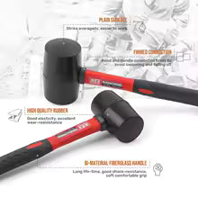 Double-sided Rubber Hammer with Insulated Hand Tools and Non-slip Handles