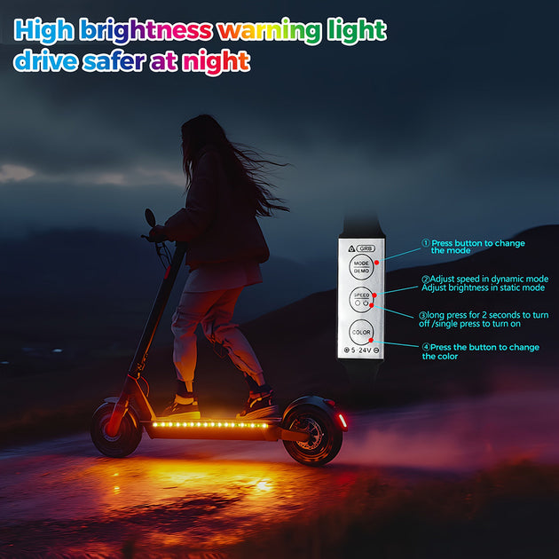 RGB LED Strip Lights for Scooter and Bicycle Safety, Battery Powered Night Riding Warning Lights Frontier General Hardware