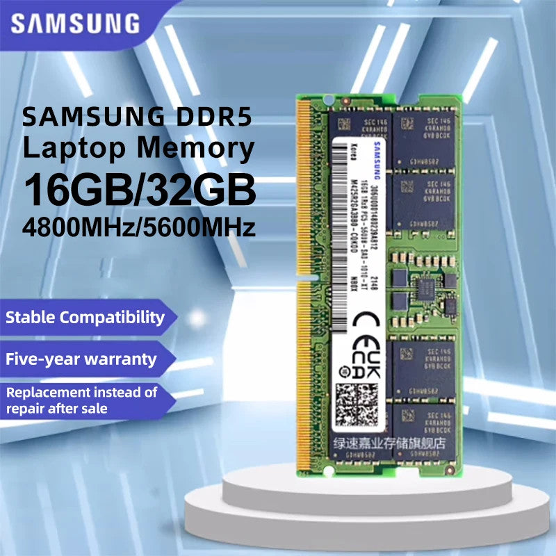 Samsung DDR5 RAM 4800 To 5600MHz SODIMM 262 Pin Laptop Memory 8GB 16GB