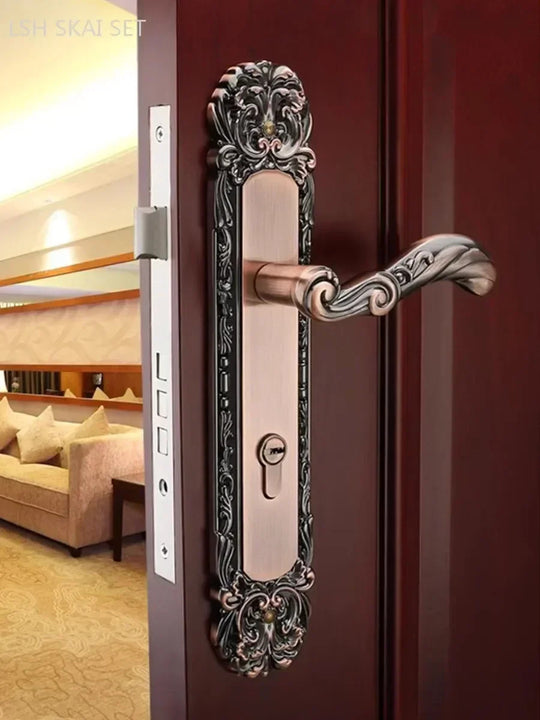 European Double Sided Handle Lock Aluminum Alloy Security Door Lock For Wooden Doors With Key Quiet Luxury Hardware Frontier General Hardware