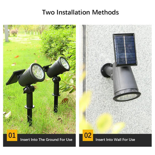 9LED Solar Spotlights Garden Waterproof IP65 Spot Lights Brightness Adjustable for Outdoor Backyard Driveway Lawn Decor Lighting Frontier General Hardware