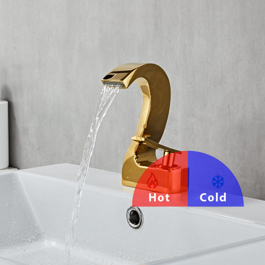 Brass Waterfall Basin Faucet Hot Cold Mixer Tap For Bathroom Sink With 60cm Hose And Half Inch BSP Connection Frontier General Hardware