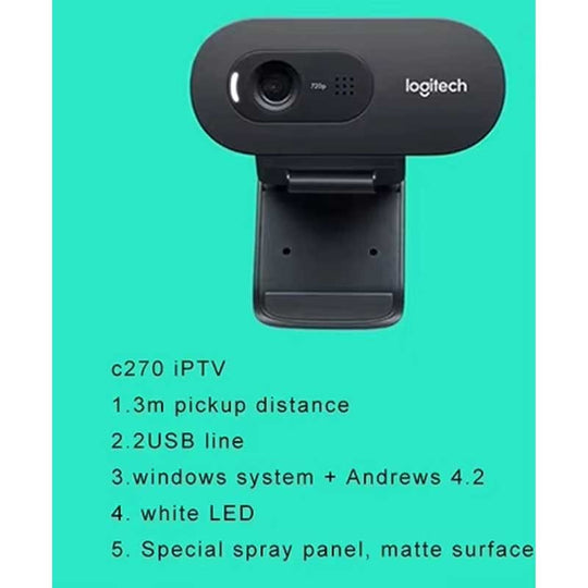 Logitech C270i HD Webcam 720p With Built In Microphone USB 2.0 For PC Video Calls And Streaming Frontier General Hardware