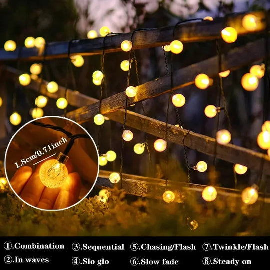 Solar Bubble Ball Light String Lights Outdoor Crystal Globe LED Fairy Lights Garden Party Easter Christmas Wedding Decorations Frontier General Hardware