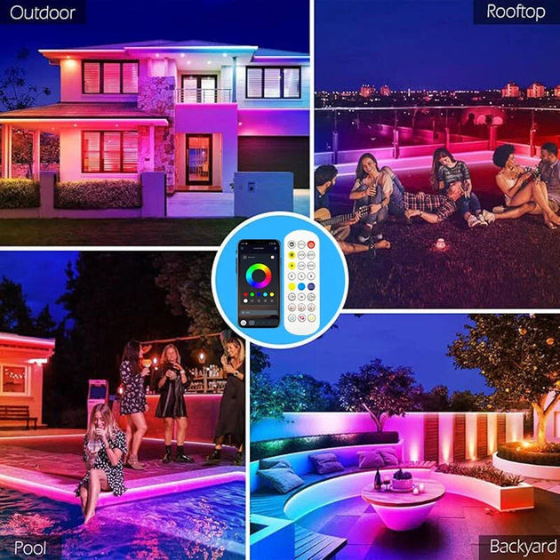 DC 24V Outdoor RGB LED Rope Lighting Waterproof Color Changing With Remote App Control 50M 30M 10M Frontier General Hardware