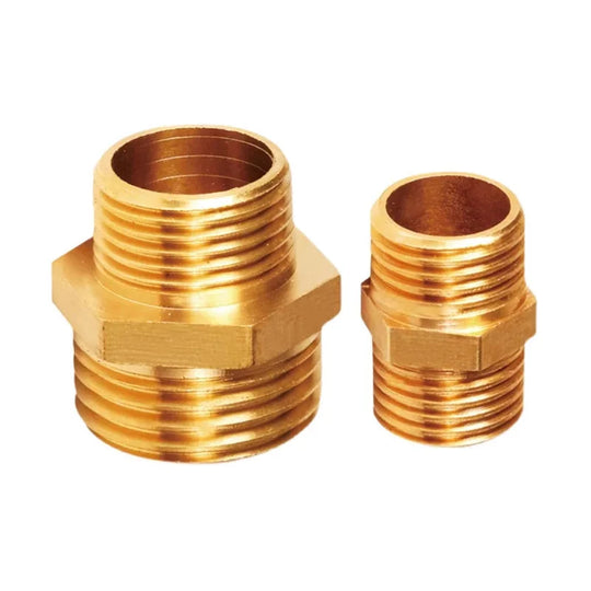 Brass BSP Male Thread Nipple Reducer Pipe Fitting Multi Size M22 To M35 For Half Inch Three Quarter Inch And One Inch Frontier General Hardware