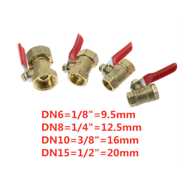 Brass Mini Shut Off Ball Valve 1/8" 1/4'' 3/8'' 1/2'' Female to Male BSP Threaded Air Water Oil Flow Control Plumbing Fitting Frontier General Hardware