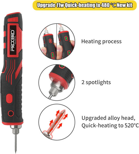 FROGBRO Cordless Soldering Iron LD006A 8W Temperature Range 200 To 480 C USB Kit 1800mAh Frontier General Hardware