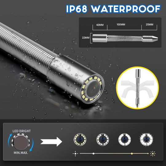 Sewer Camera 100 Feet 0.9 Inch 22mm Pipe Inspection 12 LEDs 4.3 Inch Display 1000TVL DVR Kit Borescope Frontier General Hardware
