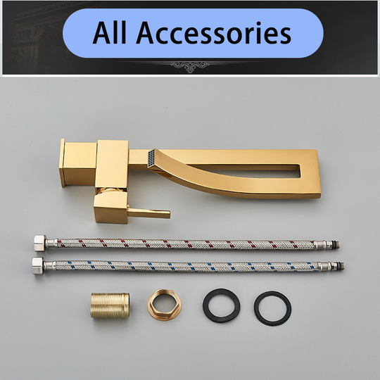ULGKSD Bathroom Basin Faucet Modern Sink Brass Waterfall Hot&Cold Mixer Tap Deck Mounted Single Hole Crane Fash Basin Tap Frontier General Hardware