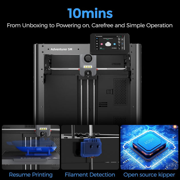 Flashforge Adventurer 5M FDM 3D Printer DIY Kit Max 600mm/s Fast High Speed Printing Out Of Box Quick Detachable Nozzle Dual fan Frontier General Hardware