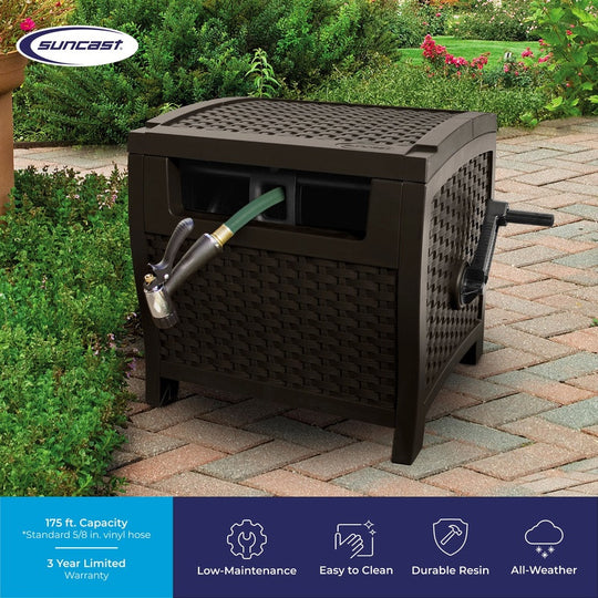 175ft Garden Hose Reel Resin Hideaway Water Hose Holder Outdoor Storage Weather Resistant Smart Trak Guide Easy Cleanup Frontier General Hardware