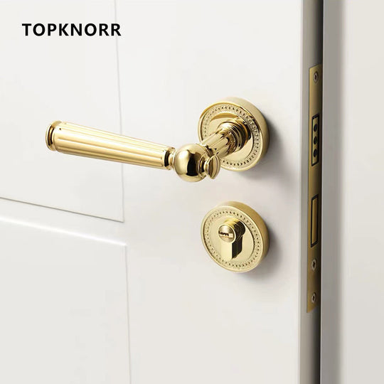 Topknorr Interior Bedroom Door Lock Gold Zinc Alloy With Keys Wooden Door Handle Split Body Mute Magnetic Suction Retro Frontier General Hardware