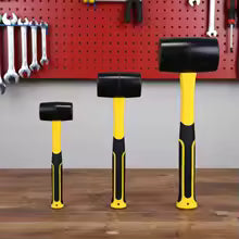 Black Rubber Hammer 2LB American Style Fiber Handle Shock Absorption Elastic Mallet for Tiling Flooring Leather Repair