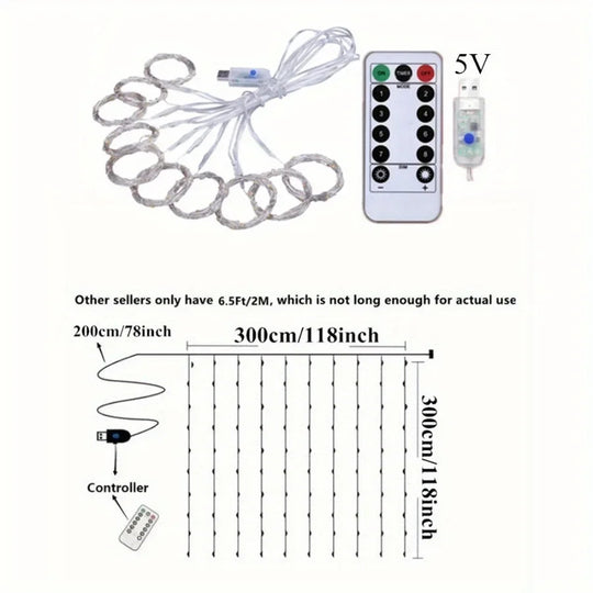 Usb Powered Remote Control Fairy Led Curtain String Lights 3M 4M 6M For Christmas Home Decor Indoor Parties Frontier General Hardware