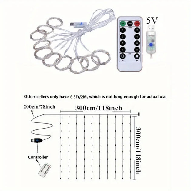 Usb Powered Remote Control Fairy Led Curtain String Lights 3M 4M 6M For Christmas Home Decor Indoor Parties Frontier General Hardware